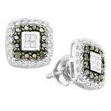 0.60 Carat (ctw) 10K White Gold Princess & Round Cut Black & White Diamond Ladies Fashion Stud Earrings
