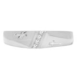 0.04 Carat (ctw) 14K White Gold Round Cut White Diamond Men's Anniversary Cross Ring Wedding Band