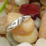 0.04 Carat (ctw) 14K White Gold Round Cut White Diamond Men's Anniversary Cross Ring Wedding Band