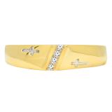 0.04 Carat (ctw) 14K Yellow Gold Round Cut White Diamond Men's Anniversary Cross Ring Wedding Band