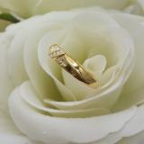 0.04 Carat (ctw) 14K Yellow Gold Round Cut White Diamond Men's Anniversary Cross Ring Wedding Band