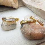 0.17 Carat (ctw) 10K Yellow Gold Round White Diamond Men & Women's Engagement Ring Trio Bridal Sets