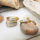 0.17 Carat (ctw) 10K Yellow Gold Round White Diamond Men & Women's Engagement Ring Trio Bridal Sets