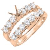 1.00 Carat (ctw) 14K Rose Gold Round White Diamond Ladies Semi Mount Bridal Engagement Ring Set (No Center Stone) 1 CT