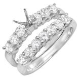 1.00 Carat (ctw) 14K White Gold Round White Diamond Ladies Semi Mount Bridal Engagement Ring Set (No Center Stone) 1 CT