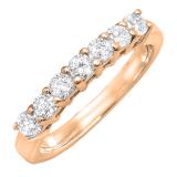 0.50 Carat (Ctw) 10K Rose Gold Round White Diamond Ladies Anniversary Stackable Wedding Band 1/2 CT
