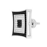 0.12 Carat (ctw) Sterling Silver Round White & Black Diamond Micro Pave Setting Kite Shape Stud Earrings