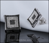 0.12 Carat (ctw) Sterling Silver Round White & Black Diamond Micro Pave Setting Kite Shape Stud Earrings