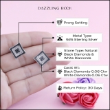 0.12 Carat (ctw) Sterling Silver Round White & Black Diamond Micro Pave Setting Kite Shape Stud Earrings