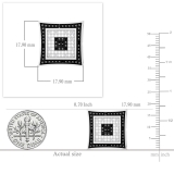 0.12 Carat (ctw) Sterling Silver Round White & Black Diamond Micro Pave Setting Kite Shape Stud Earrings