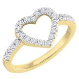 0.18 Carat (ctw) 14K Yellow Gold Round Diamond Ladies Bridal Heart Shaped Promise Engagement Ring