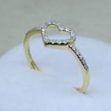 0.18 Carat (ctw) 14K Yellow Gold Round Diamond Ladies Bridal Heart Shaped Promise Engagement Ring