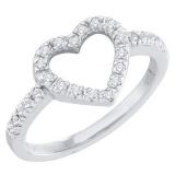 0.18 Carat (ctw) 18K White Gold Round Diamond Ladies Bridal Heart Shaped Promise Engagement Ring