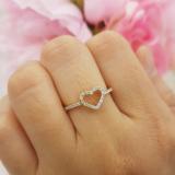 0.18 Carat (ctw) 18K Yellow Gold Round Diamond Ladies Bridal Heart Shaped Promise Engagement Ring