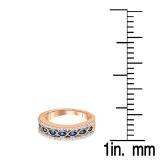 0.45 Carat (ctw) 10K Rose Gold Round Cut Blue & White Diamond Ladies Vintage Style Anniversary Wedding Band 1/2 CT