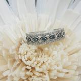 0.45 Carat (ctw) 10K White Gold Round Cut Blue & White Diamond Ladies Vintage Style Anniversary Wedding Band 1/2 CT