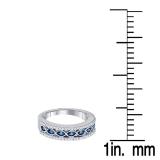 0.45 Carat (ctw) 10K White Gold Round Cut Blue & White Diamond Ladies Vintage Style Anniversary Wedding Band 1/2 CT