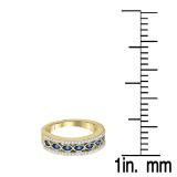 0.45 Carat (ctw) 10K Yellow Gold Round Cut Blue & White Diamond Ladies Vintage Style Anniversary Wedding Band 1/2 CT