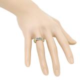 0.20 Carat (ctw) 10K Yellow Gold Round Blue Sapphire & White Diamond Ladies Anniversary Wedding Band Stackable Ring 1/5 CT