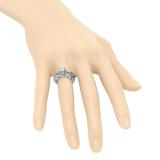 0.75 Carat (ctw) 10K White Gold Princess & Round Diamond Ladies Bridal Swirl Engagement Ring With Matching Band Set 3/4 CT
