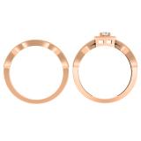 0.45 Carat (ctw) 14K Rose Gold Round Cut Diamond Ladies Bridal Halo Engagement Ring With Matching Band Set 1/2 CT