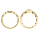 0.45 Carat (ctw) 14K Yellow Gold Round Cut Diamond Ladies Bridal Halo Engagement Ring With Matching Band Set 1/2 CT