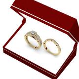 0.45 Carat (ctw) 14K Yellow Gold Round Cut Diamond Ladies Bridal Halo Engagement Ring With Matching Band Set 1/2 CT