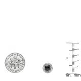 0.30 Carat (ctw) Sterling Silver Round Black & White Diamond Ladies Cluster Stud Earrings 1/3 CT