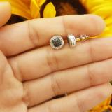 0.30 Carat (ctw) Sterling Silver Round Black & White Diamond Ladies Cluster Stud Earrings 1/3 CT