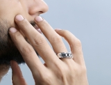 1.10 Carat (ctw) Sterling Silver Real Round Black Diamond Men's Channel Set 3 Stone Anniversary Wedding Band 1 CT