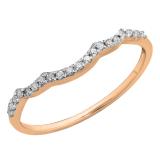 0.12 Carat (ctw) 10K Rose Gold Round Cut Diamond Ladies Stackable Anniversary Wedding Contour Band Guard Ring