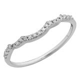 0.12 Carat (ctw) 10K White Gold Round Cut Diamond Ladies Stackable Anniversary Wedding Contour Band Guard Ring