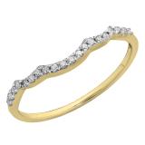 0.12 Carat (ctw) 10K Yellow Gold Round Cut Diamond Ladies Stackable Anniversary Wedding Contour Band Guard Ring