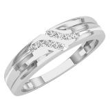 0.11 Carat (ctw) 10K White Gold Round Cut Diamond Mens Channel Set Fashion Wedding Band