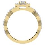 0.90 Carat (ctw) 18K Yellow Gold Round White Diamond Ladies Swirl Split Shank Bridal Halo Engagement Ring