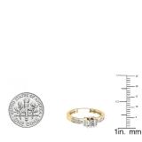 1.00 Carat (ctw) 10K Yellow Gold Round Cut White Cubic Zirconia Ladies Bridal Engagement Ring 1 CT