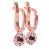 0.43 Carat (ctw) 10K Rose Gold Round Champagne & White Diamond Ladies Halo Style Dangling Drop Earrings