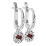 0.43 Carat (ctw) 14K White Gold Round Champagne & White Diamond Ladies Halo Style Dangling Drop Earrings