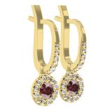 0.43 Carat (ctw) 14K Yellow Gold Round Champagne & White Diamond Ladies Halo Style Dangling Drop Earrings