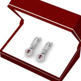 0.43 Carat (ctw) 18K White Gold Round Champagne & White Diamond Ladies Halo Style Dangling Drop Earrings