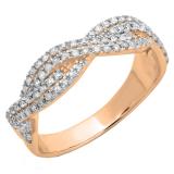 0.45 Carat (ctw) 14K Rose Gold Round Cut White Diamond Ladies Bridal Stackable Swirl Anniversary Wedding Band 1/2 CT