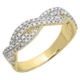 0.45 Carat (ctw) 14K Yellow Gold Round Cut White Diamond Ladies Bridal Stackable Swirl Anniversary Wedding Band 1/2 CT