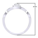 0.40 Carat (ctw) 14K White Gold Princess & Round White Diamond Ladies Bridal Halo Split Shank Engagement Ring Set