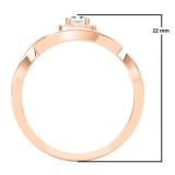 0.40 Carat (ctw) 18K Rose Gold Princess & Round White Diamond Ladies Bridal Halo Split Shank Engagement Ring Set