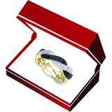 1.00 Carat (ctw) 14K Yellow Gold Round Cut White & Black Diamond Ladies Bridal Stackable Swirl Anniversary Wedding Band 1 CT