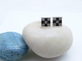 0.15 Carat (ctw) Sterling Silver Round Cut Black & White Diamond Square Shaped Micro Pave Stud Earrings