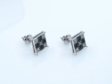 0.15 Carat (ctw) Sterling Silver Round Cut Black & White Diamond Square Shaped Micro Pave Stud Earrings