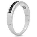 0.49 Carat (ctw) Sterling Silver Round Black Diamond Ladies Anniversary Wedding Stackable Ring Band 1/2 CT