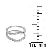 0.18 Carat (ctw) 10K White Gold Round Diamond Ladies Anniversary Wedding Band Enhancer Guard Double Ring
