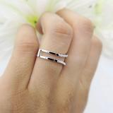 0.18 Carat (ctw) 10K White Gold Round Diamond Ladies Anniversary Wedding Band Enhancer Guard Double Ring